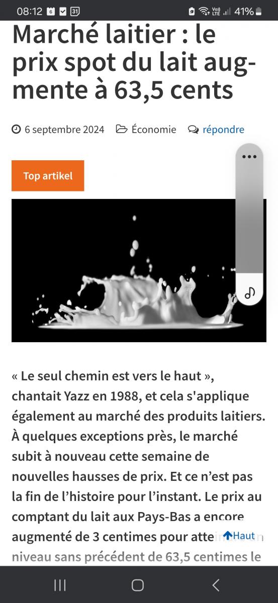 Prix du lait