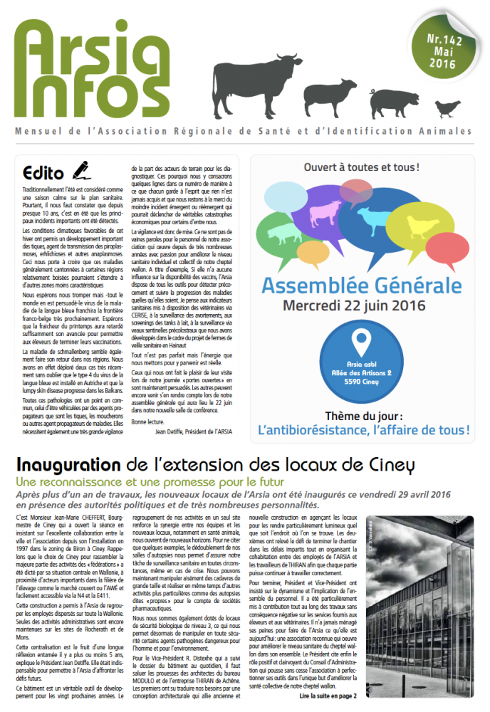 Arsia Infos – Édition de mai 2016