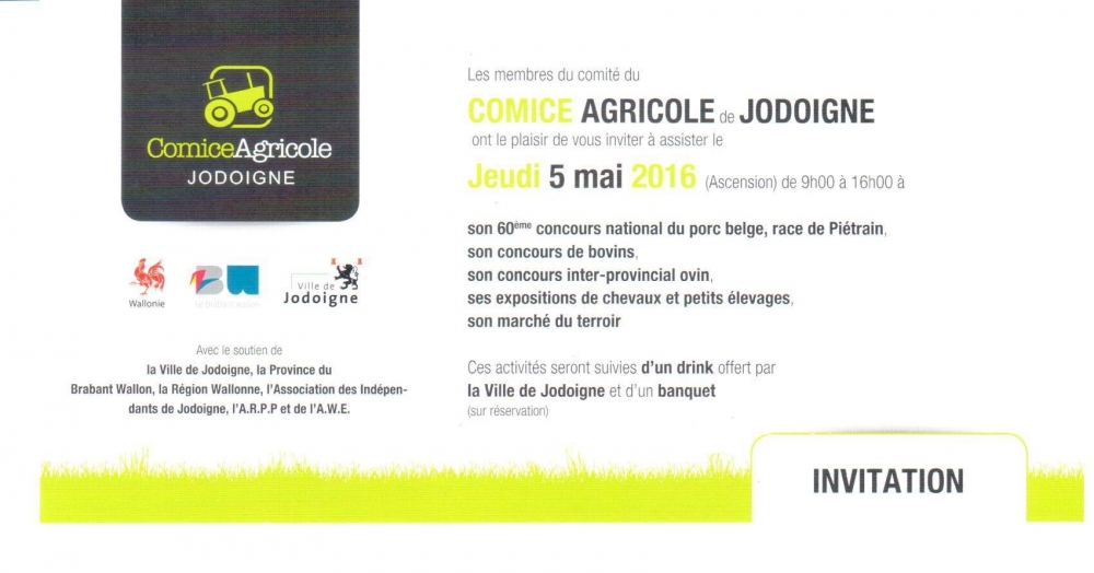 Journée du Comice agricole de Jodoigne le jeudi 5 mai 2016