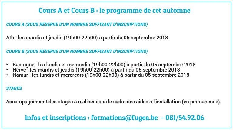 Les inscriptions pour les modules de Cours A et B de la Fugea sont ouvertes!