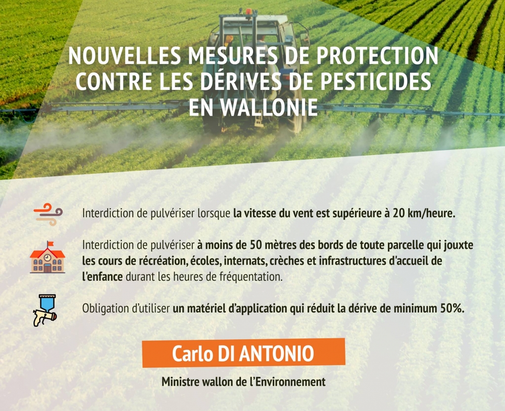 Nouvelles mesures de protections contre les dérives de pesticides en Wallonie