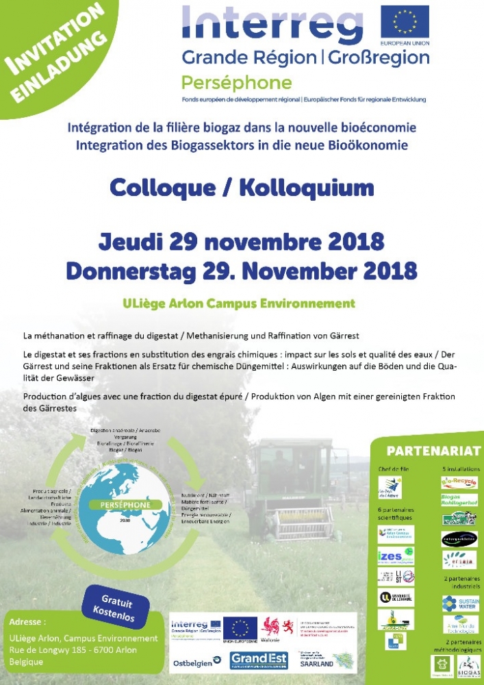 Colloque Perséphone (projet Interreg) sur le thème du biogaz / Konferenz Perséphone (Interreg-Projekt) zum Thema Biogas