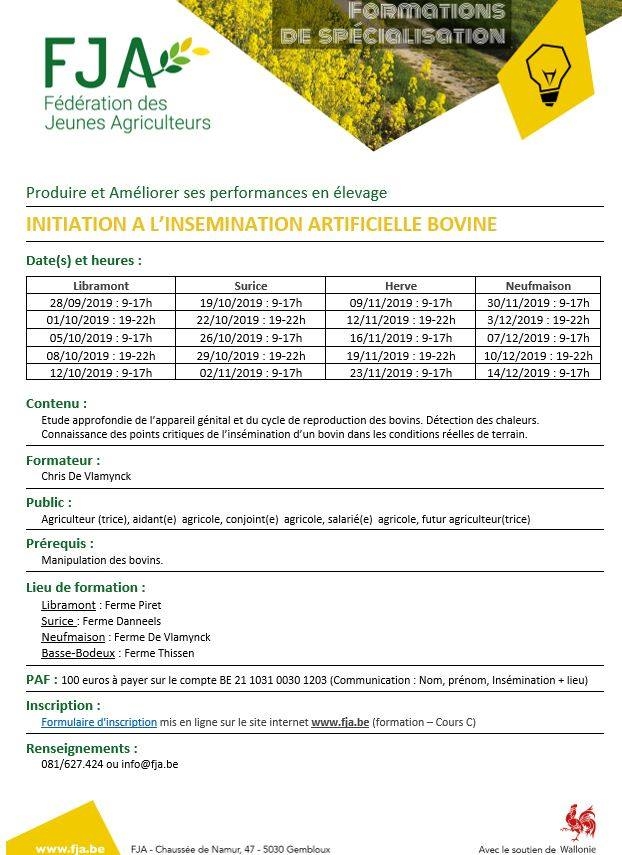 Initiation à l'insémination artificielle bovine