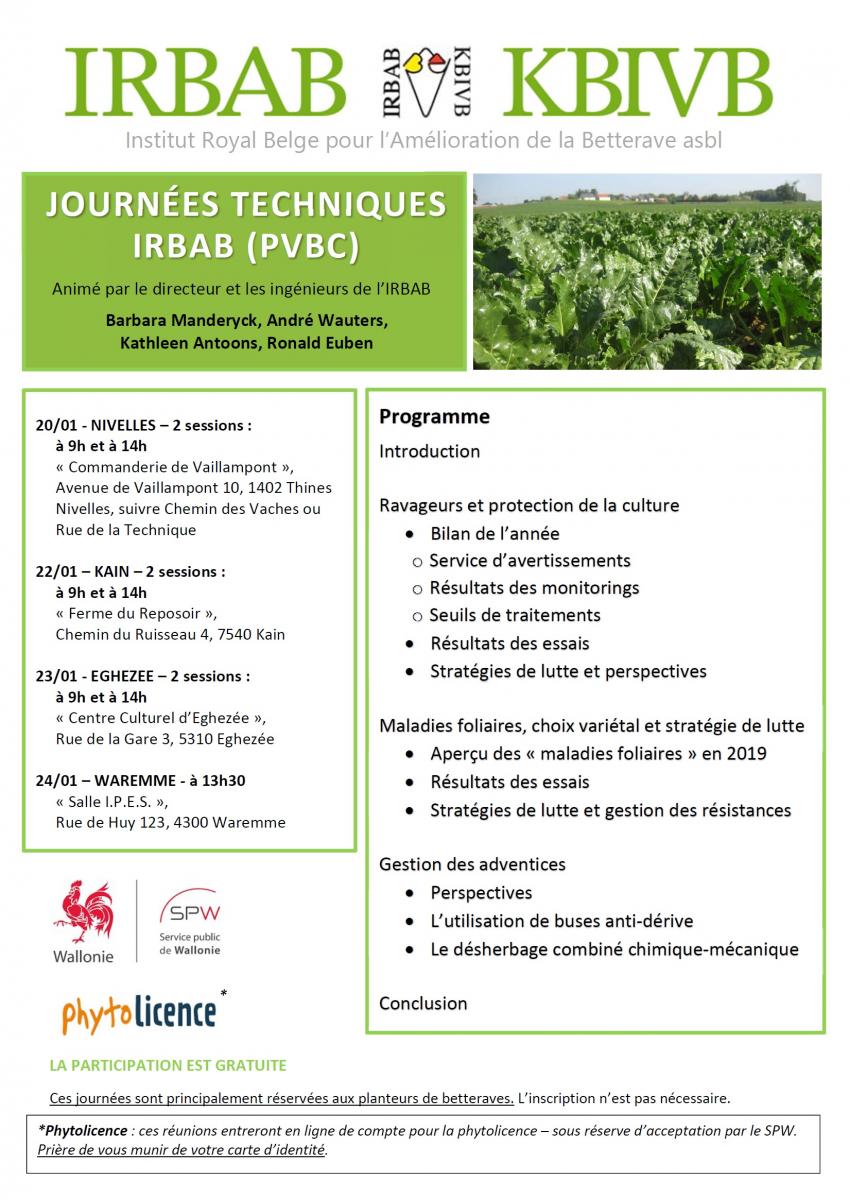 JOURNÉES TECHNIQUES IRBAB (PVBC)