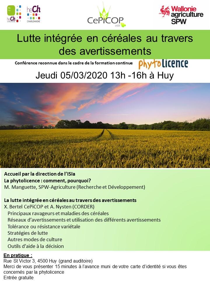 Lutte intégrée en céréales au travers des avertissements - Huy