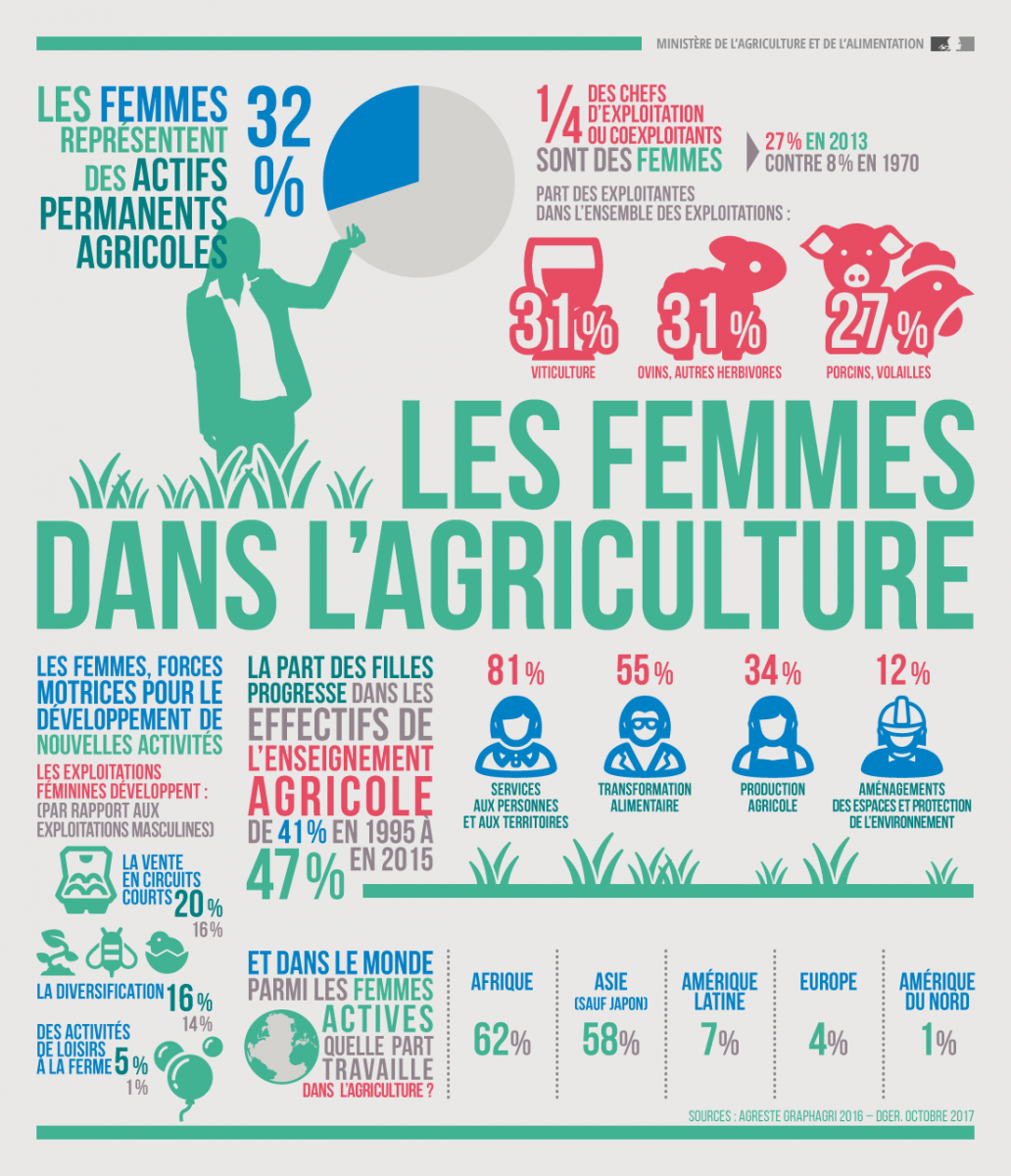 Infographie - Les femmes dans l\'agriculture française