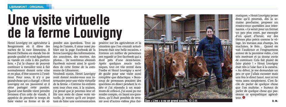 Grand succès pour la visite virtuelle de la Ferme Louvigny