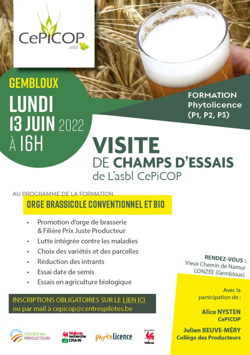 Visite des essais du CePiCOP asbl en orge brassicole