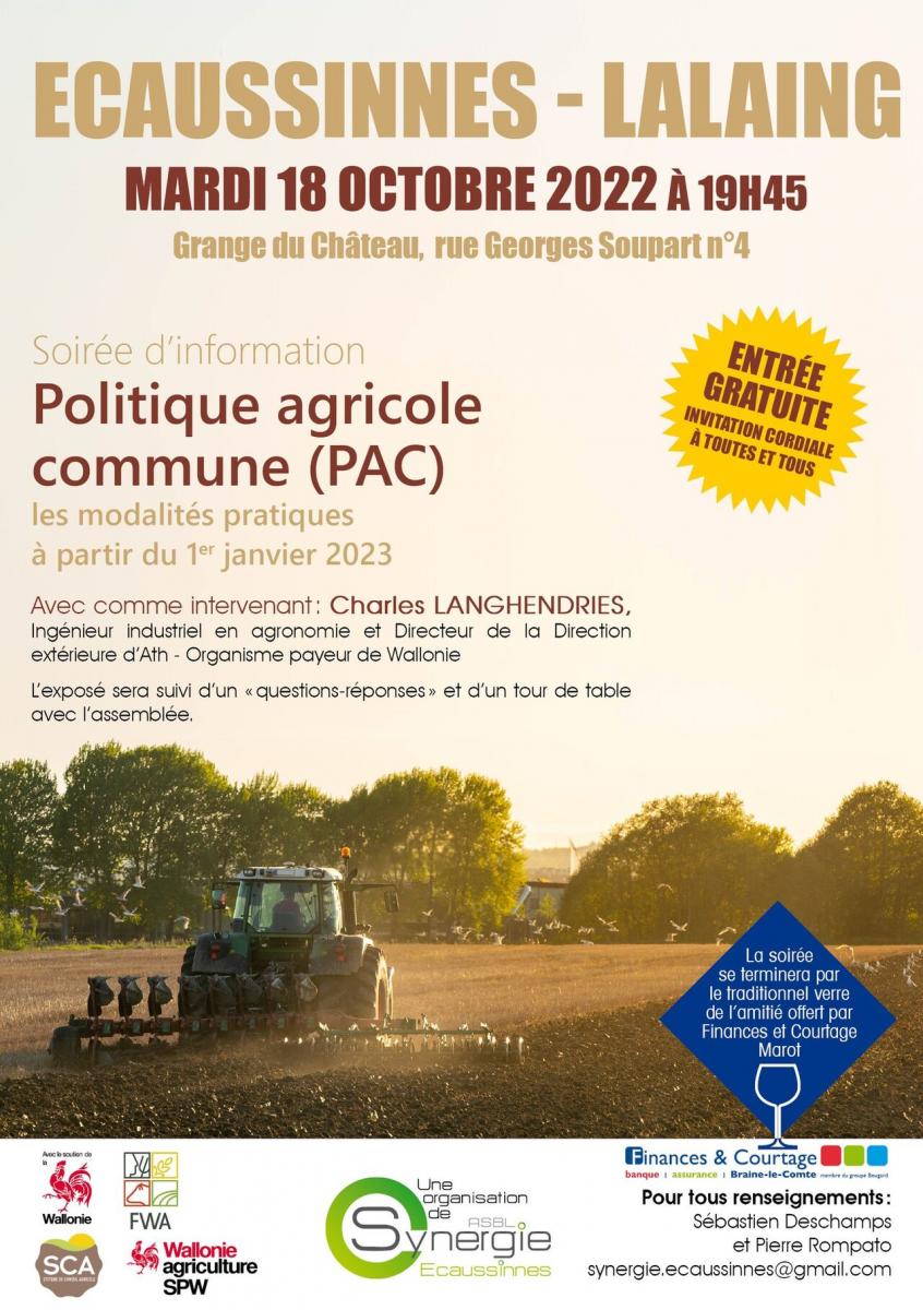 Soirée PAC le 18 octobre 2022 à Ecaussinnes-Lalaing