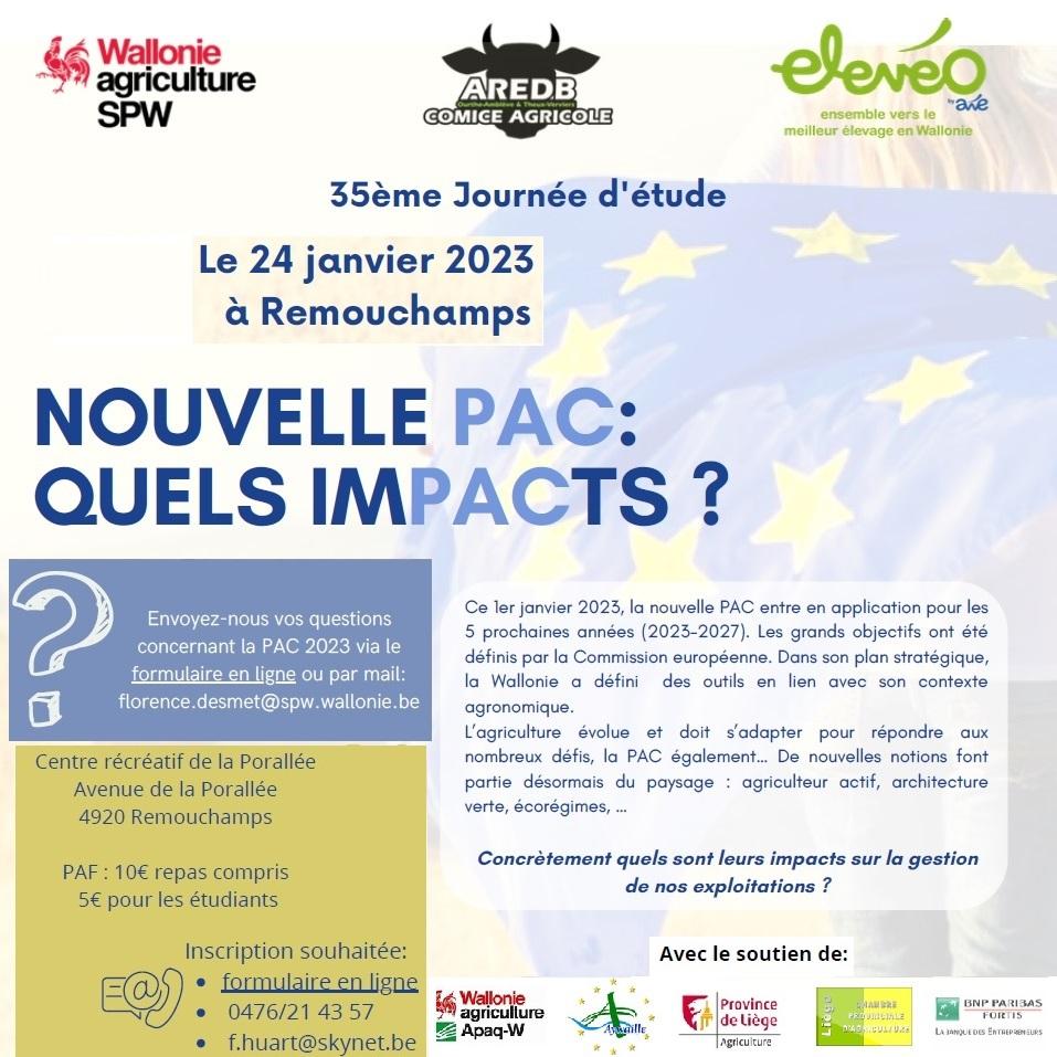 35ème Journée d’étude de Remouchamps le 24 janvier 2023 : NOUVELLE PAC: QUELS IMPACTS ?