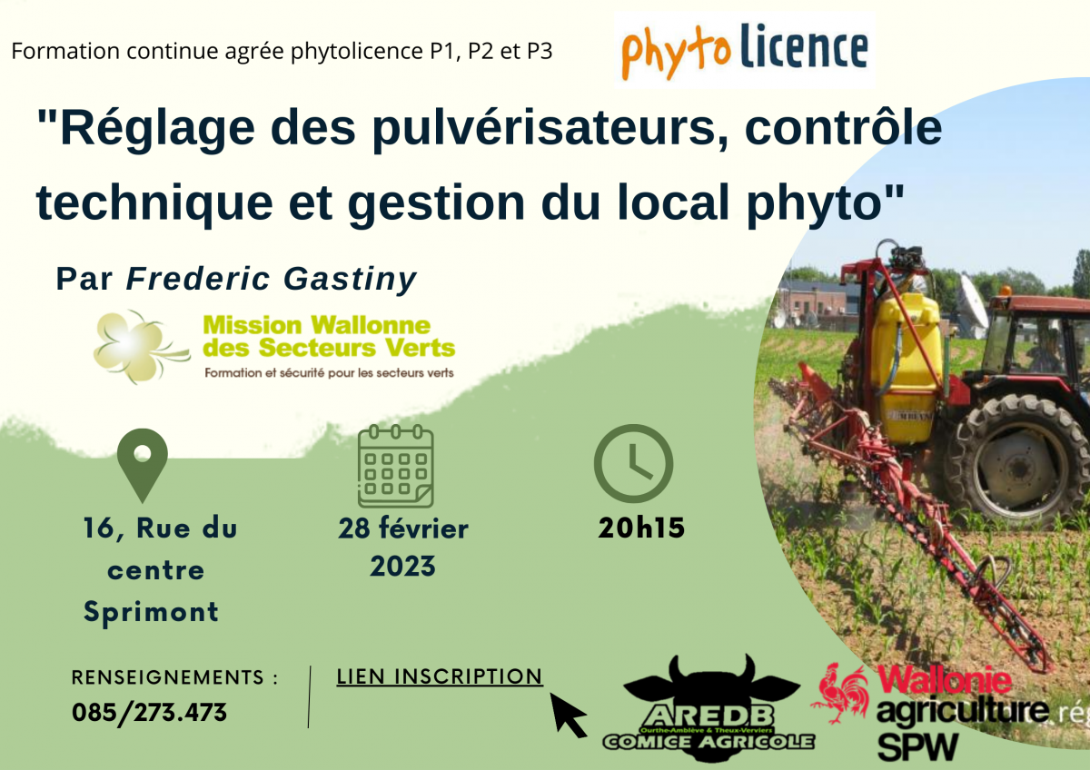 Réglage du pulvérisateur, contrôle technique et gestion du local phyto
