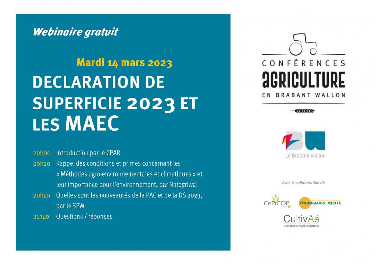 CONFÉRENCES AGRICULTURE PAC et PAEC à distance