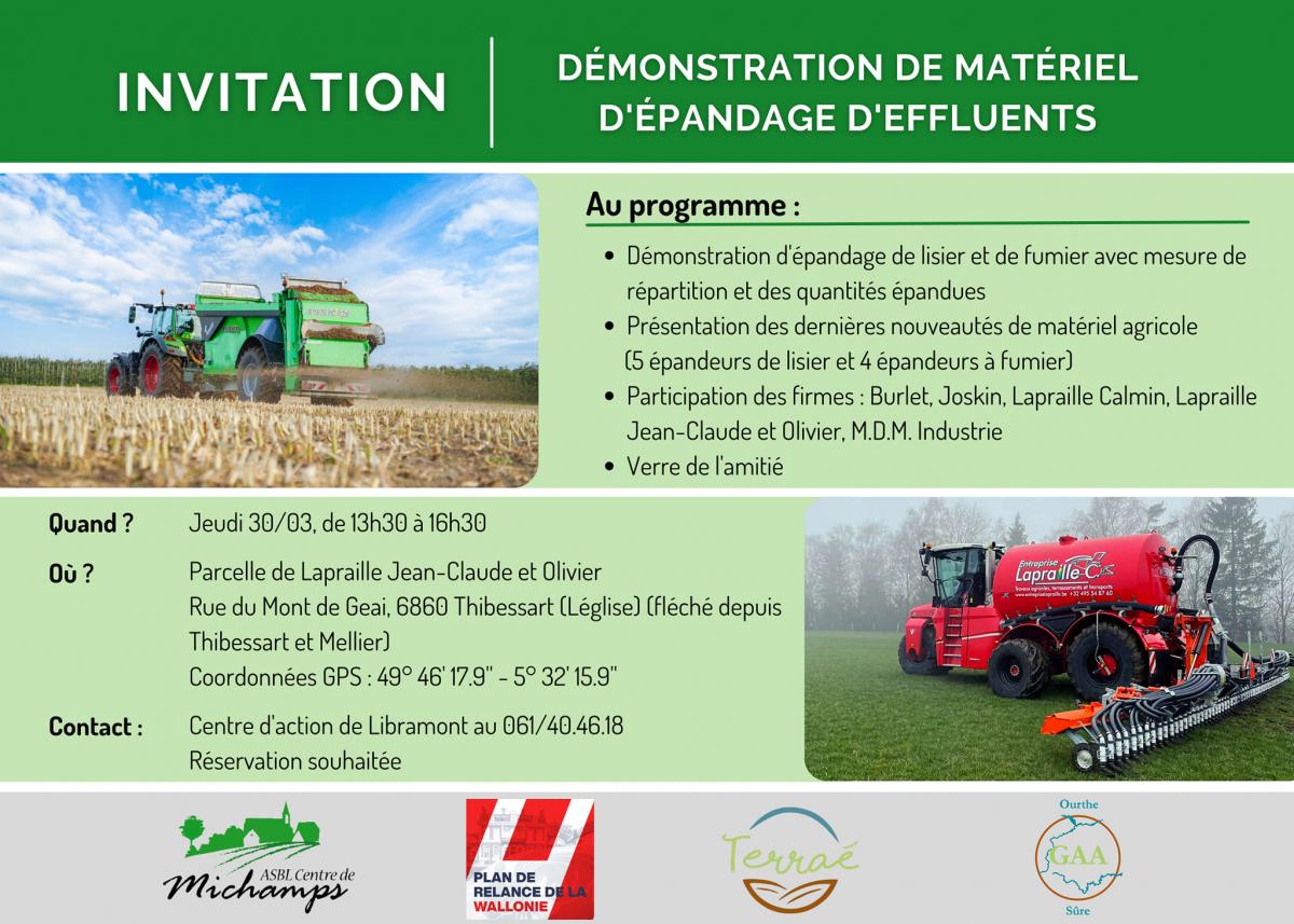 Démonstration de matériel d’épandage d’effluents