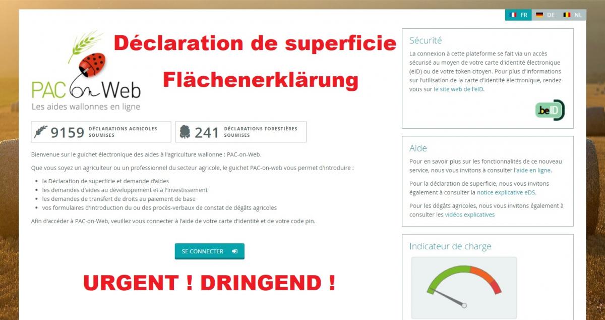 Déclaration de superficie - Flächenerklärung - URGENT - DRINGEND