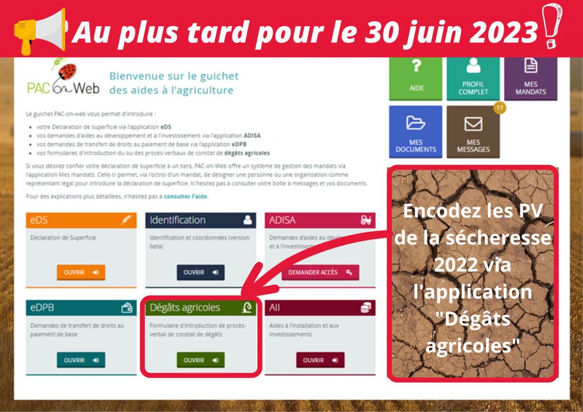Sécheresse 2022 - Encodage des dégâts agricoles