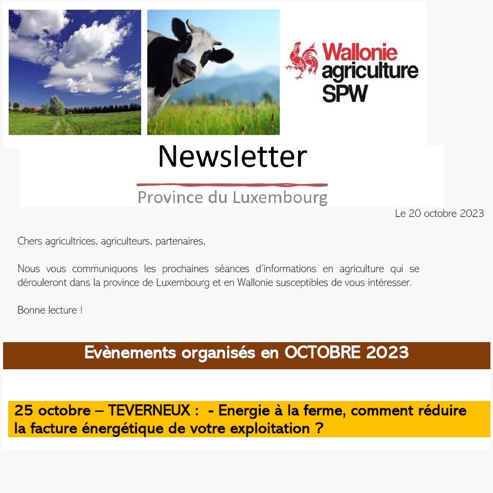 Newsletter SPW Agriculture en province du Luxembourg du 20-10-23