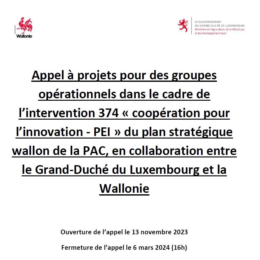 2ème appel à projets est ouvert dans le cadre de l’intervention 374 « coopération pour l’innovation – PEI » du plan stratégique de la PAC.