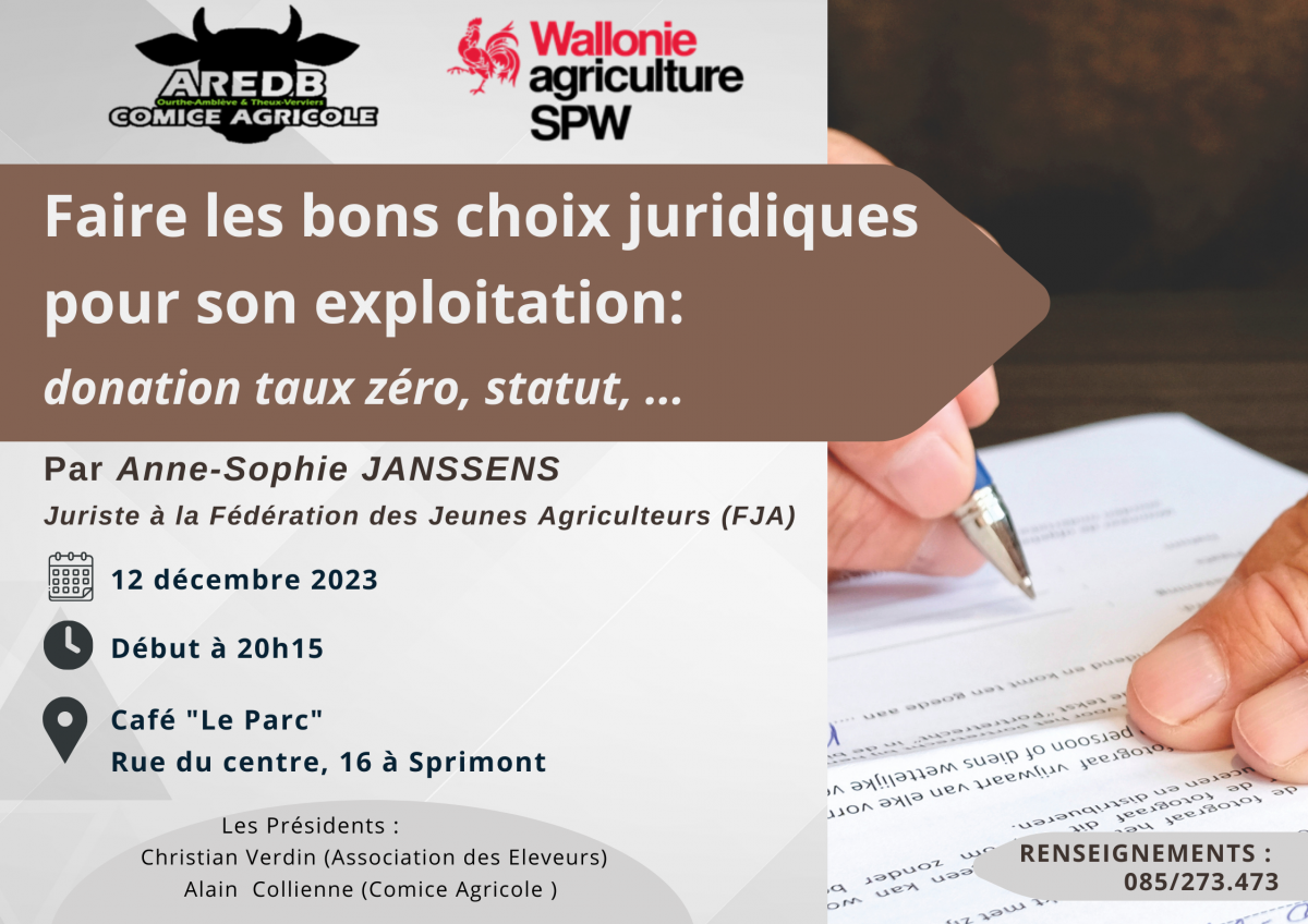 Faire les bons choix juridiques pour son exploitation : donation taux zéro, statut,…