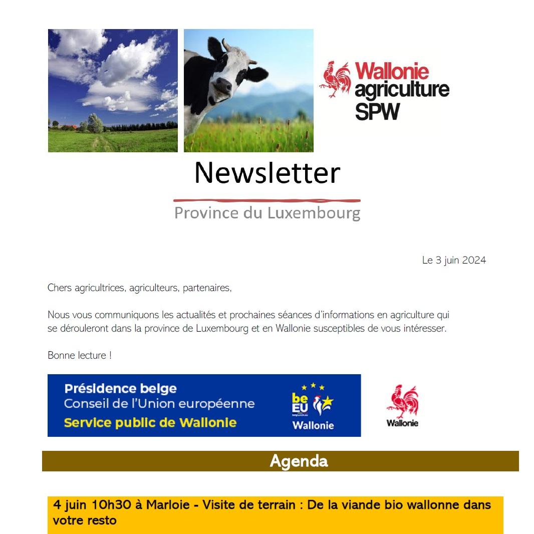 Newsletter SPW Agriculture en province du Luxembourg du 03-06-24