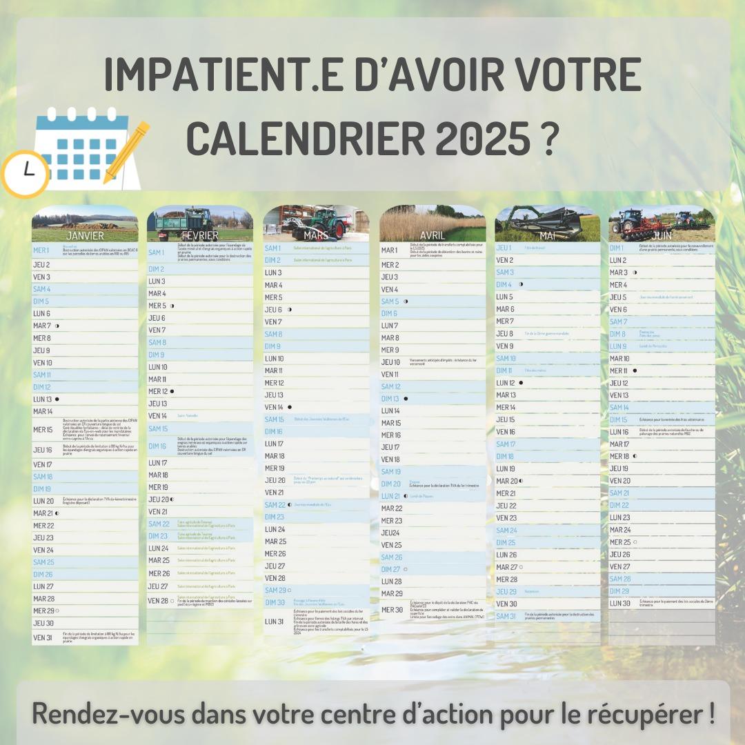 Calendrier 2025 - Les dates-clefs de l\'agenda agricole