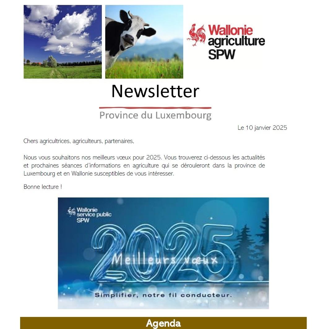 Newsletter SPW Agriculture en province du Luxembourg du 10-01-25