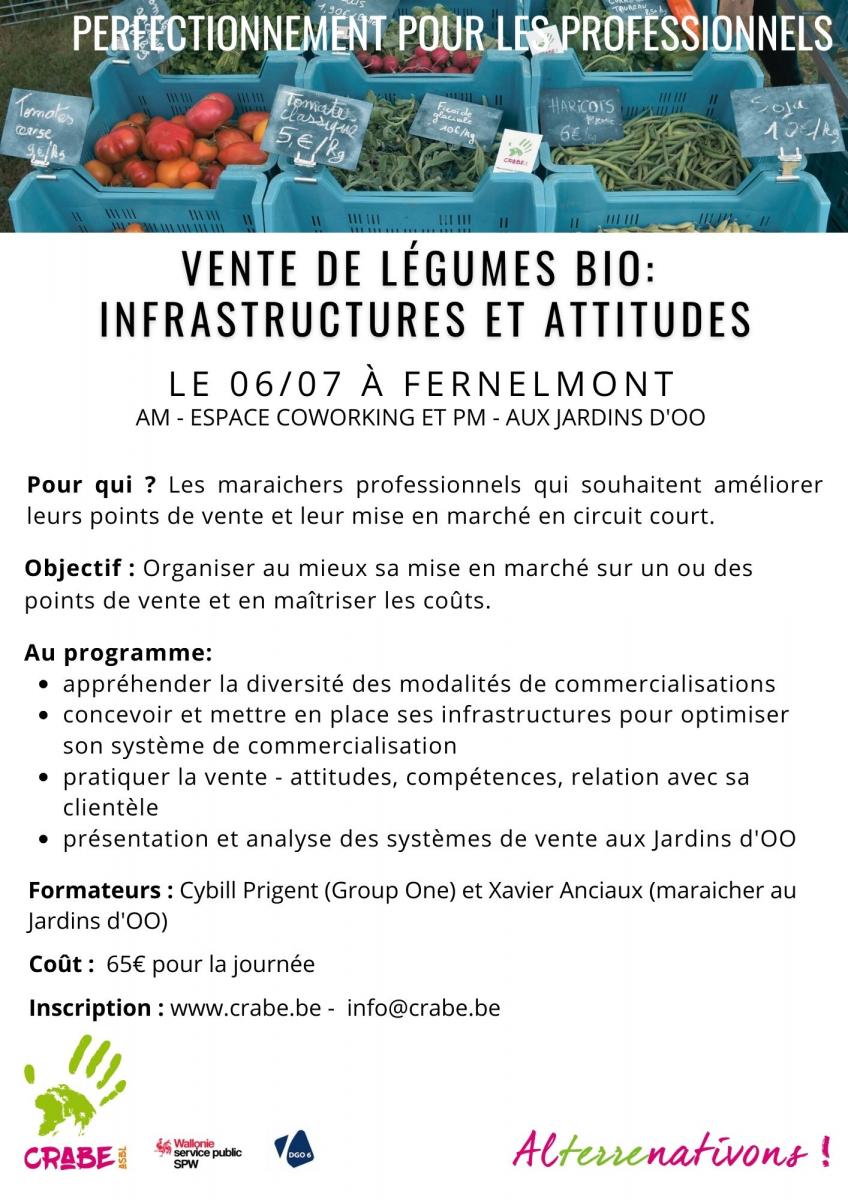 VENTE DE LÉGUMES BIO - INFRASTRUCTURES ET ATTITUDES
