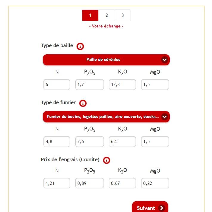 La calculette d\'échange paille-fumier