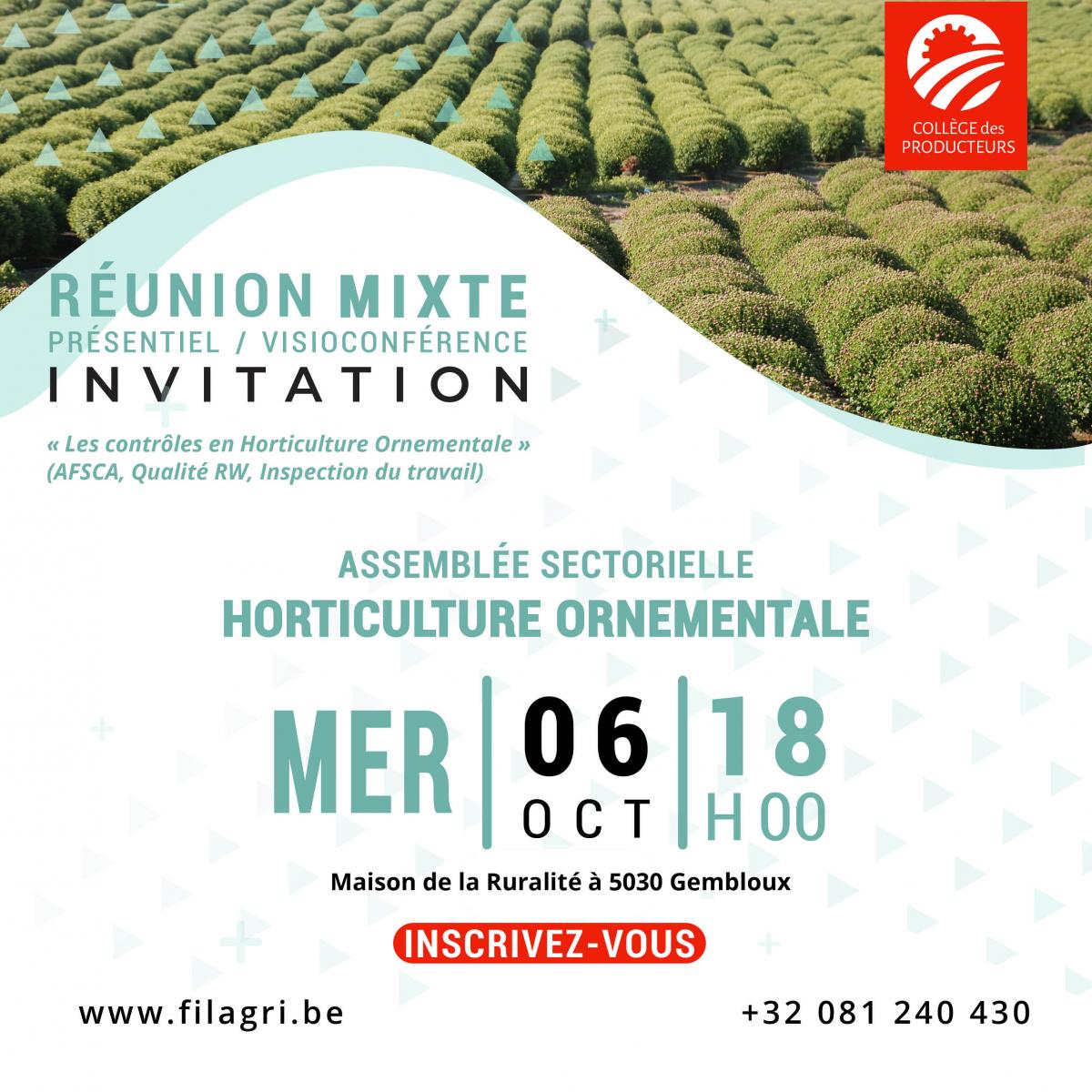 Assemblée sectorielle Horticulture Ornementale - Mercredi 6? octobre à 18h