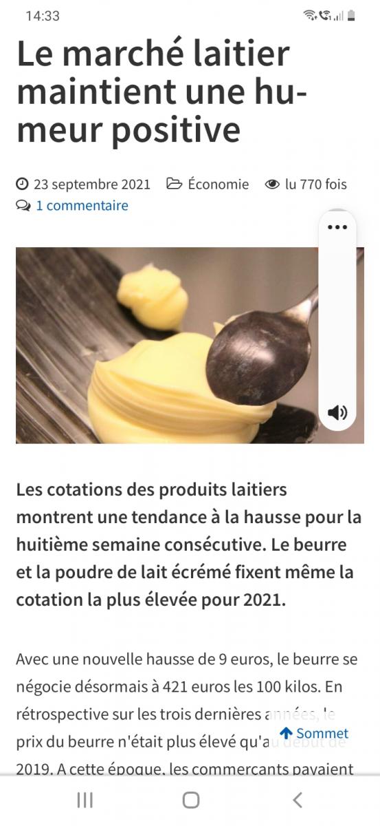 Hausse spectaculaire du beurre...